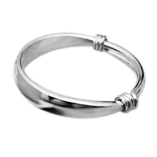 手工S999足银手镯女纯银饰品女生复古经典老式实心光面推拉银镯子