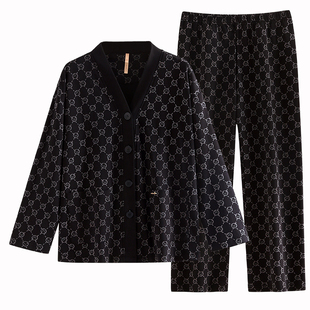 【商场同款】家乐芬睡衣女士春秋季秋款纯棉长袖家居服高级感套装