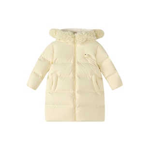 笛莎童装女童羽绒服2025冬装女宝宝小童儿童毛绒领加厚中长款外套