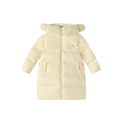 笛莎童装女童羽绒服2025冬装女宝宝小童儿童毛绒领加厚中长款外套