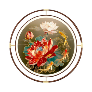 新中式铜雕画荷花锦鲤客厅挂画