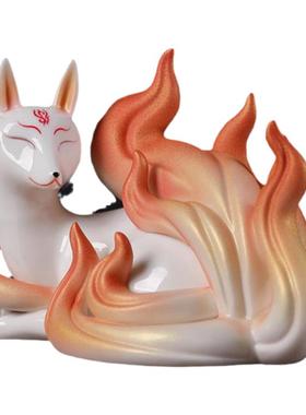 工艺品创意动物灵狐摆件陶瓷