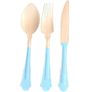 新款一次性刀叉勺欧式长柄木叉木勺木刀生日派对晚宴聚会商务活动