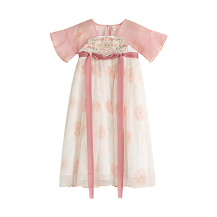 汉服女童2026夏季新款女孩粉色公主连衣裙儿童国风超仙襦裙表演服