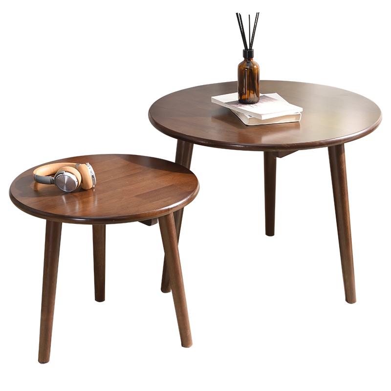 实木阳台桌组合休闲圆桌简约现代茶几客厅简易圆形边桌小户型桌子