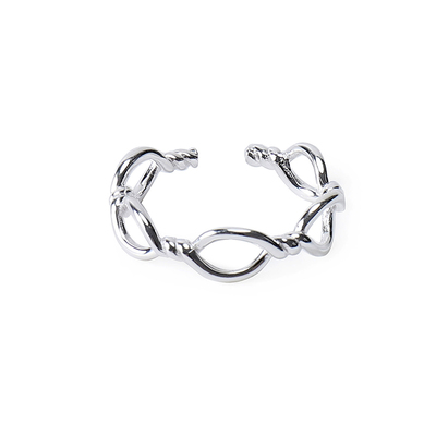 自制out of label通体S925纯银镂空开口戒指happyrim自留款高级感