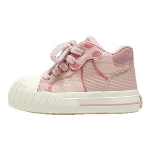 MQD马骑顿童鞋女童高帮贝壳头时尚休闲板鞋儿童运动鞋透气帆布鞋