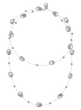 人造真多麻灰色巴洛克满天星珍珠项链叠戴毛衣链小众高级感锁骨链