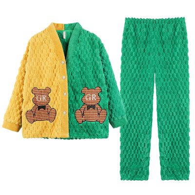 珊瑚绒睡衣女士冬季加厚加绒套装