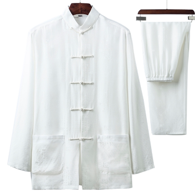 100%桑蚕丝唐装套装真丝绸中国风