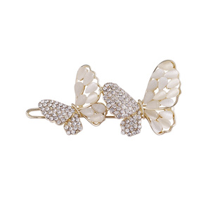 仙气蝴蝶发夹后脑勺水钻侧边发卡边夹网红2024年新款青蛙扣头饰品