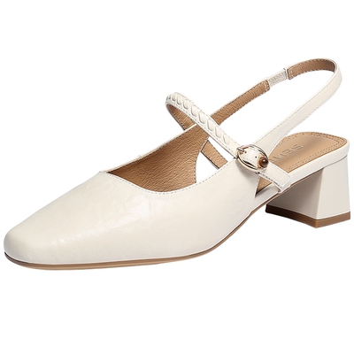 森达包头凉鞋女2026夏新商场同款羊皮气质粗跟后空外穿凉鞋XYY01