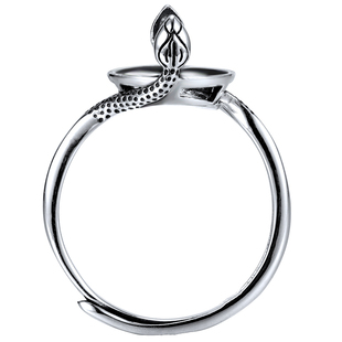 s925纯银通孔圆珠戒托珍珠转运珠戒托珠子空托莲花款旋转女戒指托