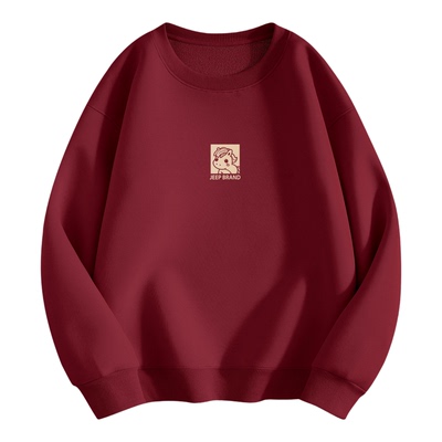 Jeep吉普马年本命年红色加绒圆领卫衣男款秋冬新年长袖上衣情侣装