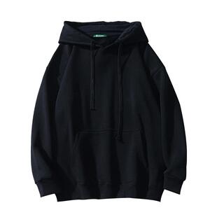 秋冬季460g重磅银狐绒基础多色美式宽松加绒连帽卫衣男女帽衫外套