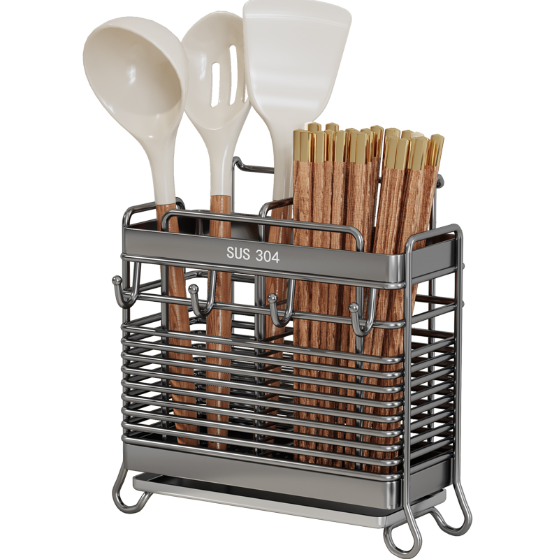 筷子收纳盒筷子筒壁挂式桶篓架托厨房家用高档新款不锈钢勺子快笼