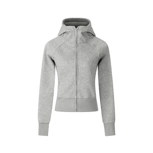 F383 2026灰色短款连帽卫衣女早秋新款修身显瘦长袖美式拉链外套