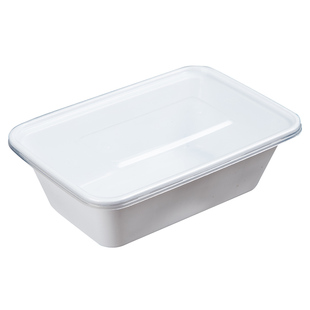 1000ml塑料长方形一次性快餐盒乳白色外卖打包盒加厚带盖密封饭盒
