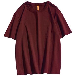 ulzzang纯棉短袖t恤男女ins潮酒红色cec超火百搭宽松显瘦半袖上衣