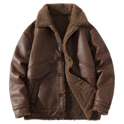 皮毛一体男士冬季大码加绒加厚