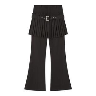 【清仓特惠】DIDDI MODA叠穿复古风假两件百褶裙裤高腰微喇叭裤