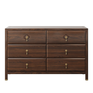 新中式六斗柜实木乌金木现代客厅靠墙卧室收纳柜边柜床尾柜储物柜