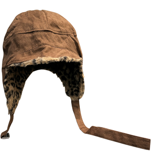 复古秋冬保暖豹纹雷锋帽女毛绒骑车护耳大头围飞行员帽子男显脸小