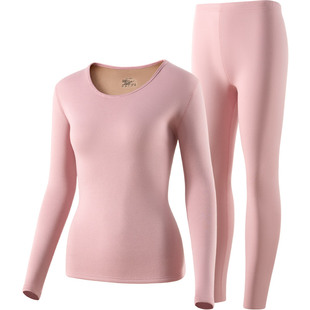 雅鹿保暖内衣女士加肥加大码秋衣秋裤加厚加绒德套装胖mm冬季保温