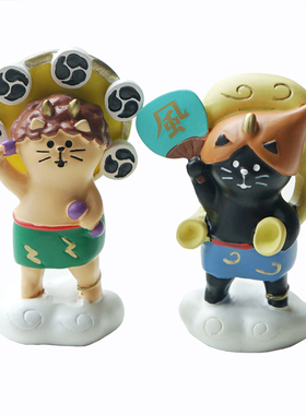 雷神风神猫咪桌面小摆件