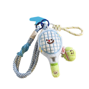 趣味可爱ins蓝色网球拍组合公仔螺旋纹短绳适用于手机壳挂绳多功能学生创意包挂件钥匙扣ccd便携腕带手环防丢