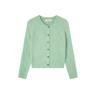 松石绿毛衣外套韩系温柔风软糯修身显瘦早春氛围感薄荷绿针织开衫