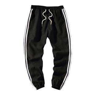 加绒加厚秋冬九分休闲束脚裤子男百搭小脚裤直筒宽松运动长卫裤男