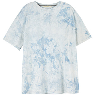 铜牛棉混纺扎染布圆领中长女居家上装夏季bless系列睡衣VS224