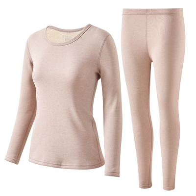 暖姜发热加绒羊毛蚕丝保暖套装女