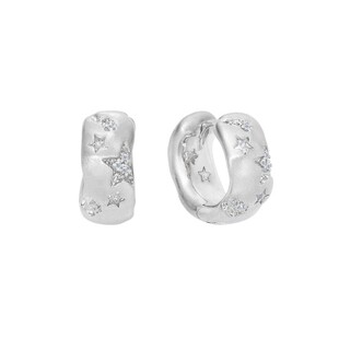 RecoPan星辰/满天星拉丝肌理镀铑锆石通勤小众基础款耳扣耳圈耳环