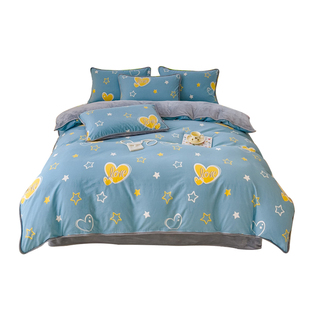 冬季A全棉B牛奶绒被套单件150x200纯棉加绒珊瑚法兰绒被罩200x230