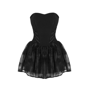 VOCK 玫瑰烬语 暗黑中世纪Doll感年会设计感鱼骨显瘦蓬蓬裙连衣裙