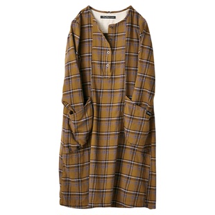 桑妮库拉/Sunny clouds纯棉格子衬衫裙宽松百搭口袋上衣