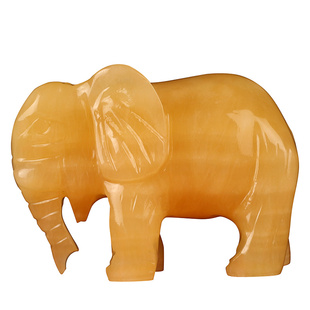 大象摆件一对大号客厅玄关天然黄玉石吉象工艺品家居酒柜装饰送礼