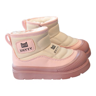 小黄鸭女童皮毛一体东北雪地靴2025新款冬季防水加绒女孩保暖棉鞋