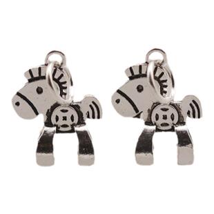 泰银吊坠 铜钱招财木马独角兽生肖马挂坠S925纯银DIY手链串珠配件