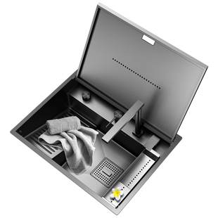 阿萨斯不锈钢洗衣水槽带搓板一体洗衣盆隐藏单槽台下盆阳台洗衣池