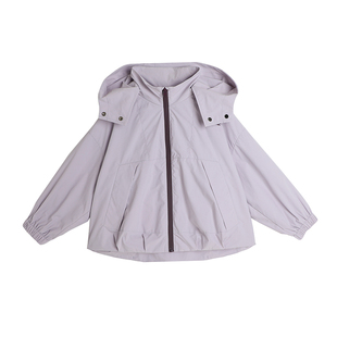 布丁哈鲁童装春装女童外套2026春秋新款儿童休闲连帽三防外套