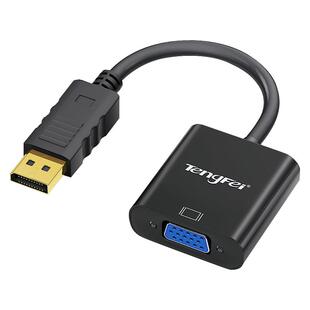 腾飞dp转vga转接头显卡笔记本电脑高清显示器连接线displayport公转母vja转换器