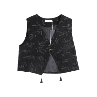 西町村屋新中式无袖马甲女款春装新款国风短款复古背心HA9203003