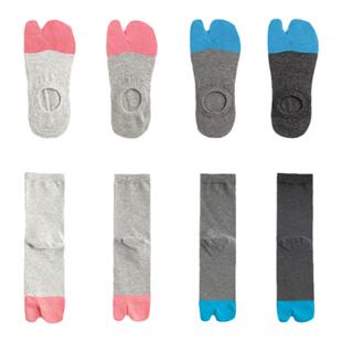 两指袜女士2齿袜隐形船袜女猪蹄鞋tabi中长袜分趾袜男士二趾袜子