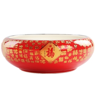 水仙花一叶莲水培盆铜钱草的花盆水培植物水养陶瓷大号创意个性红