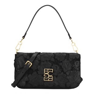 【总统夫人同款品牌】BCBG黑色玫瑰女包小方包真皮腋下包通勤百搭