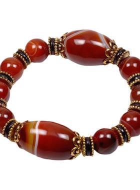 缠丝玛瑙手链本命年雨花石玉石