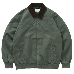 714street夹棉外套男秋冬翻领上衣加厚棉服潮牌夹克美式复古棉衣